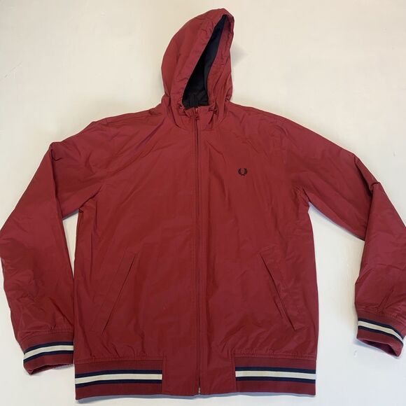 Fred Perry Men Jacket Vintage Red Polyamide Full Zip Size M - Picture 1 of 12